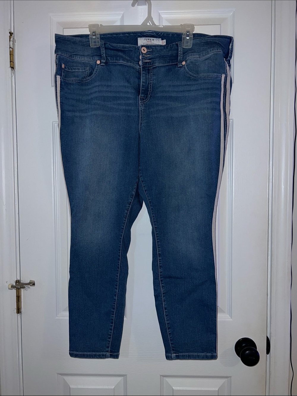 Torrid Jegging in Dark Blue with White Side Stripe